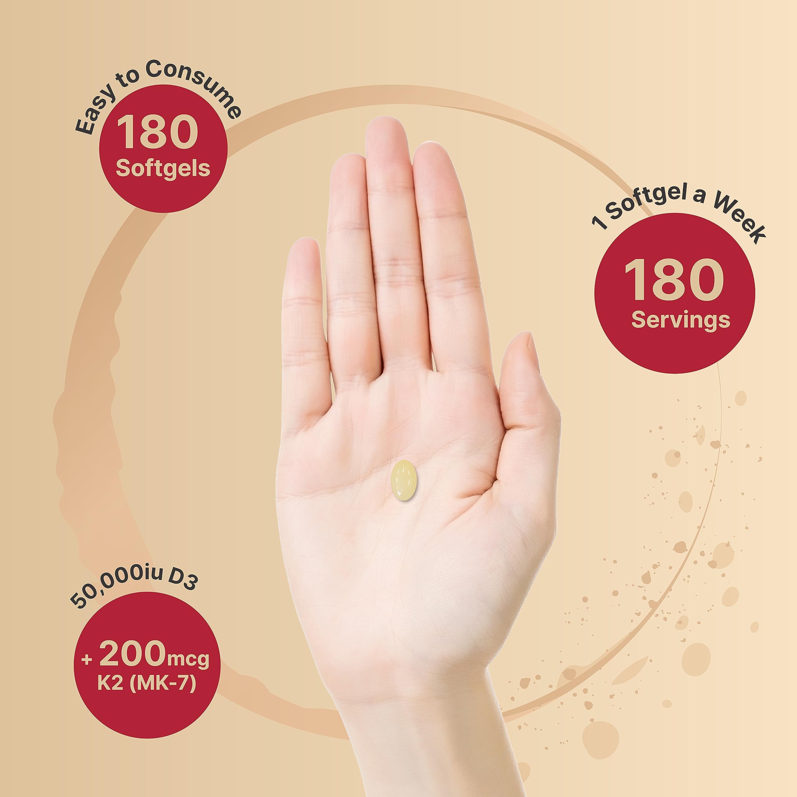 Foto 5 pulgar | Vitamina D3 y K2 Naturebell 50 000 Iu 200 Mcg 180 Cápsulas Blandas - Venta Internacional