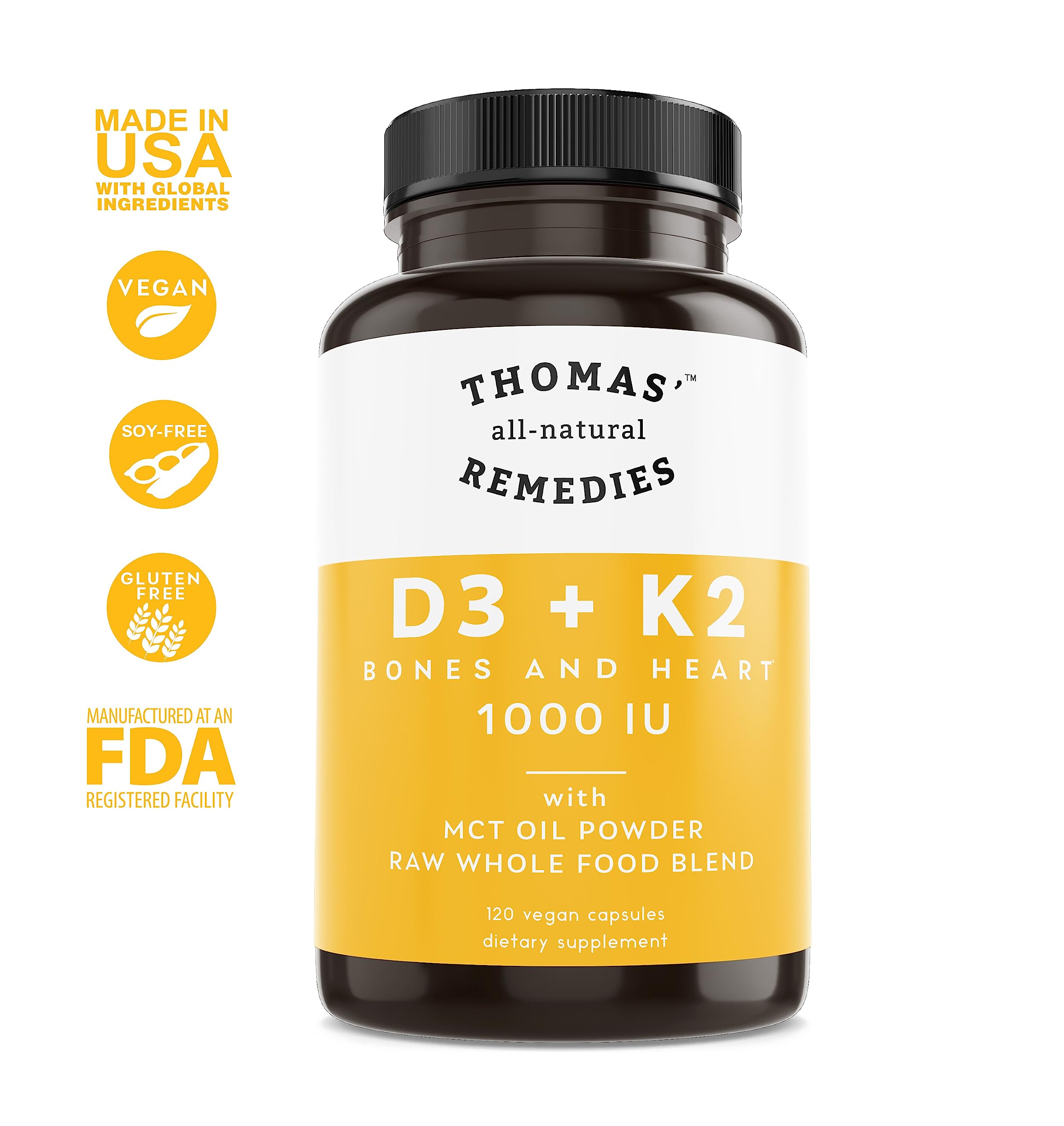 Foto 3 | Complementa Los Remedios Totalmente Naturales de Thomas D3 + K2 1000 Ui 120 Unidades - Venta Internacional