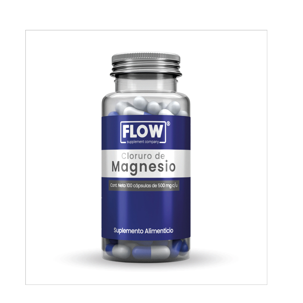 Flow Vitaminas Minerales y Suplementos -Cloruro de Magnesio con Vitamina K2 Vitamina D y Calcio 100 Cápsulas de 500 m