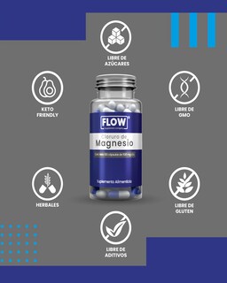 Foto 5 | Flow Vitaminas Minerales y Suplementos -Cloruro de Magnesio con Vitamina K2 Vitamina D y Calcio 100 Cápsulas de 500 m
