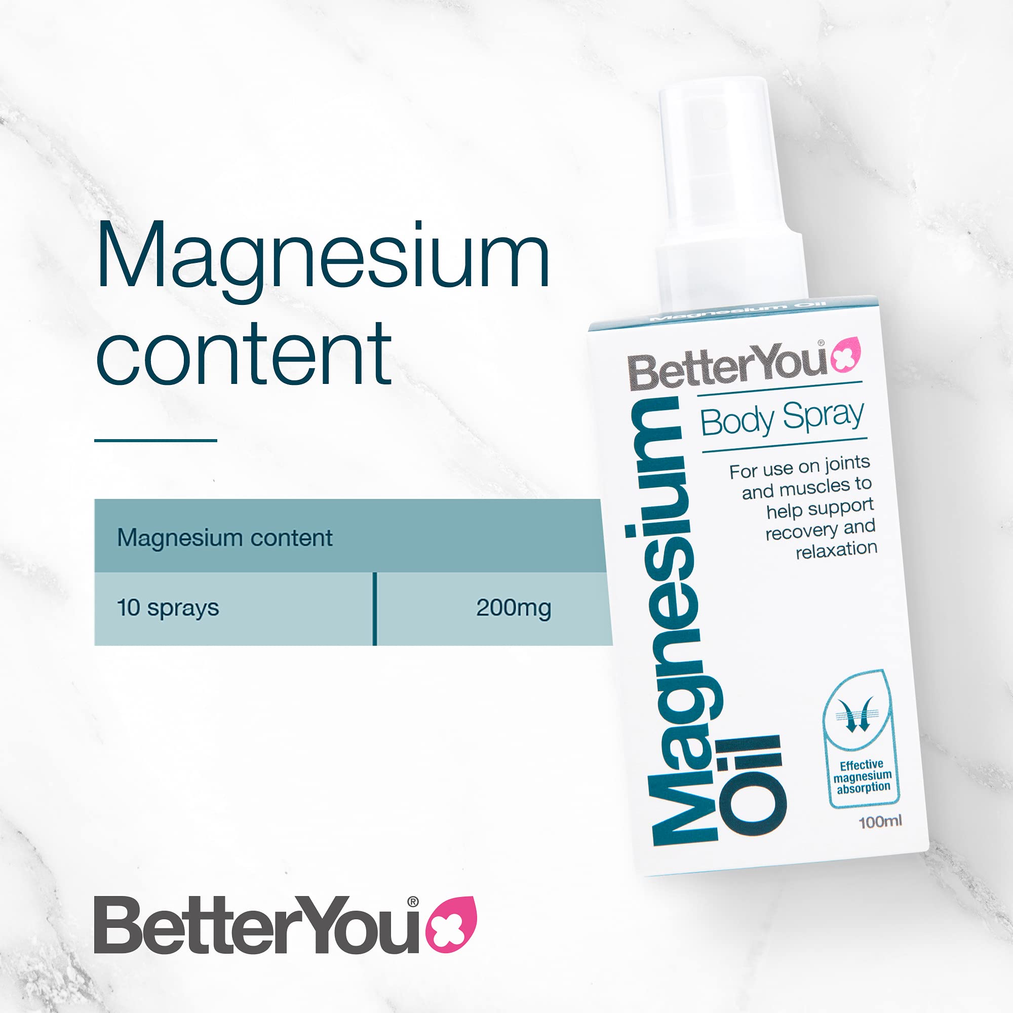 Foto 3 pulgar | Spray Corporal de Magnesio Betteryou Pure Chloride 100 Ml - Venta Internacional