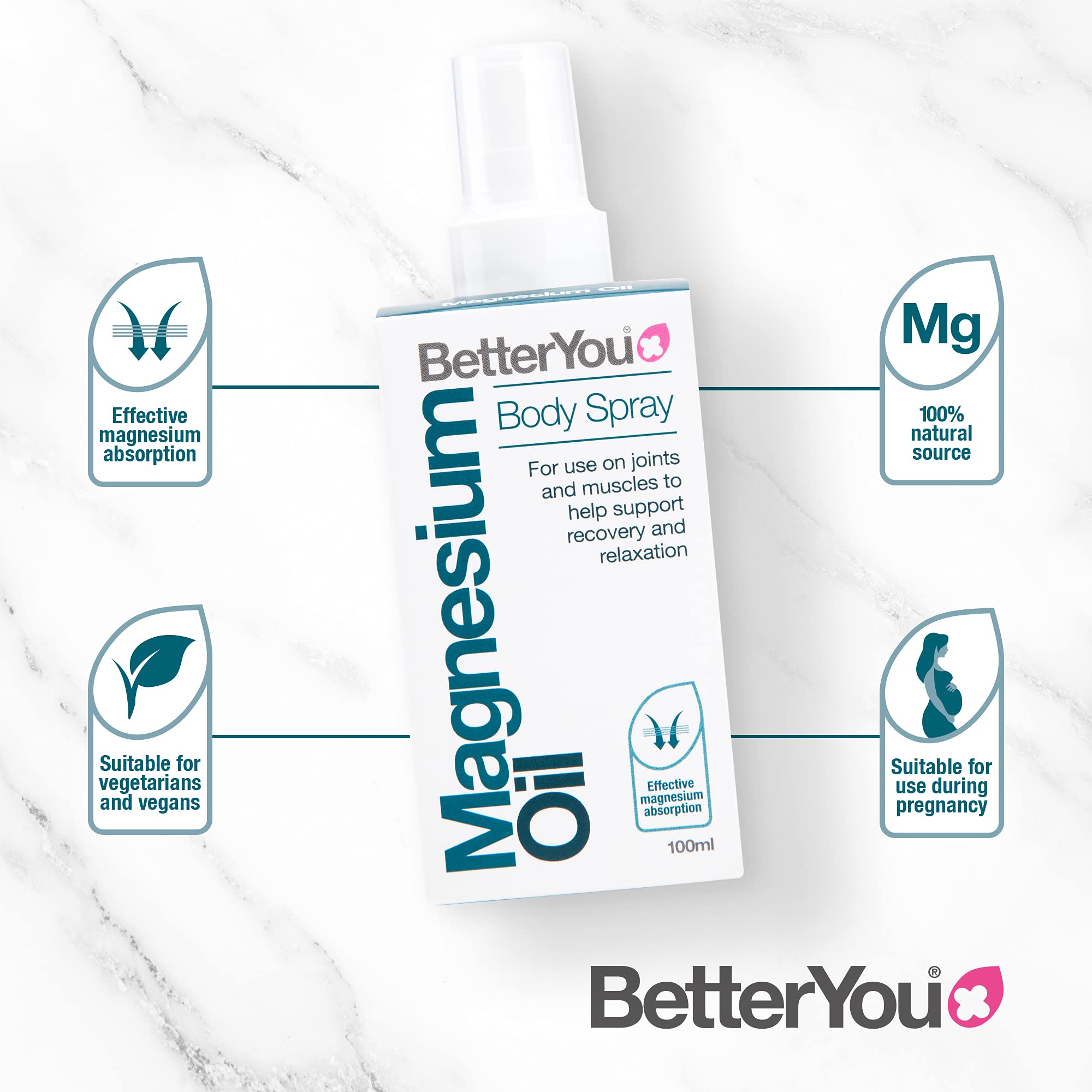 Foto 4 pulgar | Spray Corporal de Magnesio Betteryou Pure Chloride 100 Ml - Venta Internacional