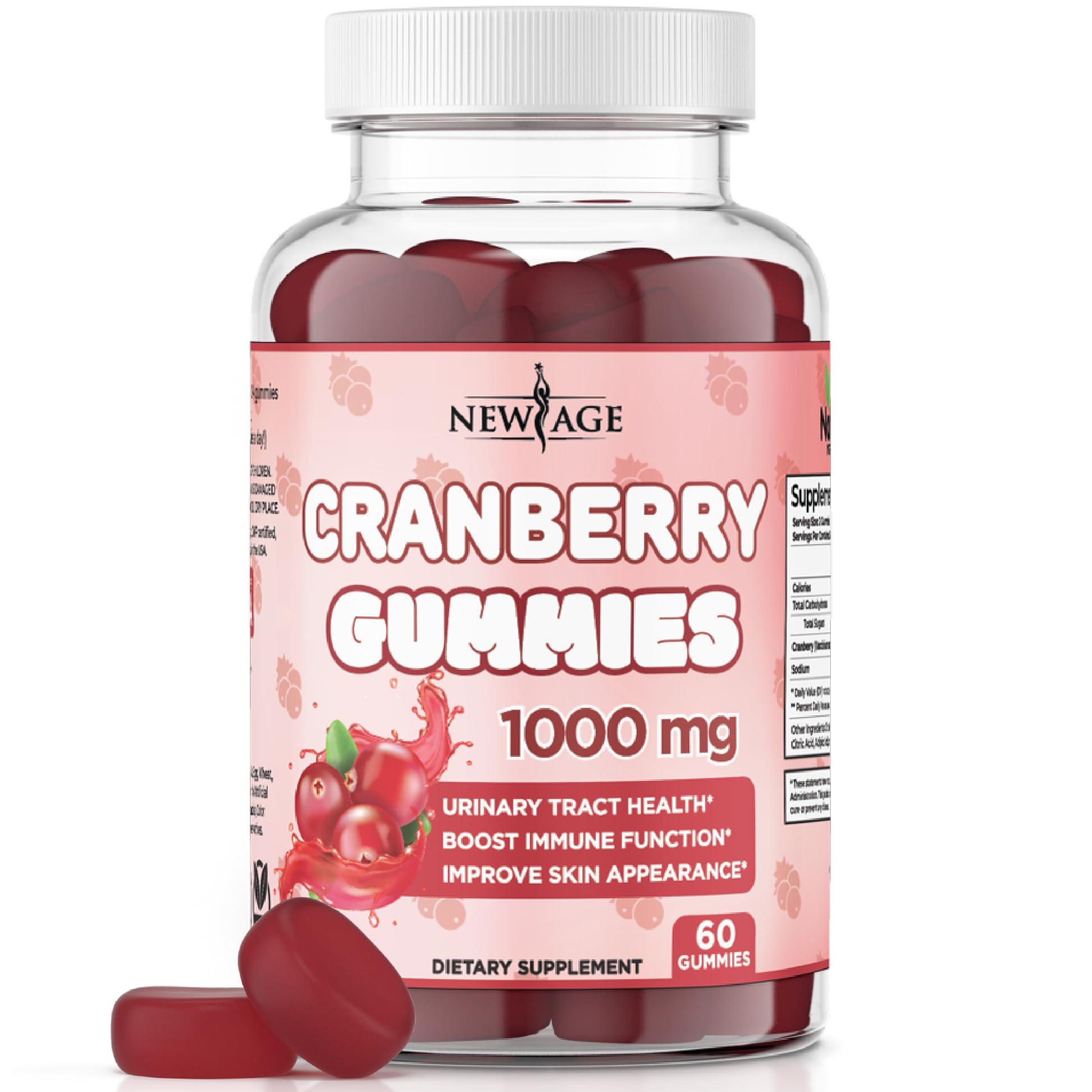 Foto 2 pulgar | Gomitas de Arándanos New Age 1000 mg 60 Piezas - Venta Internacional