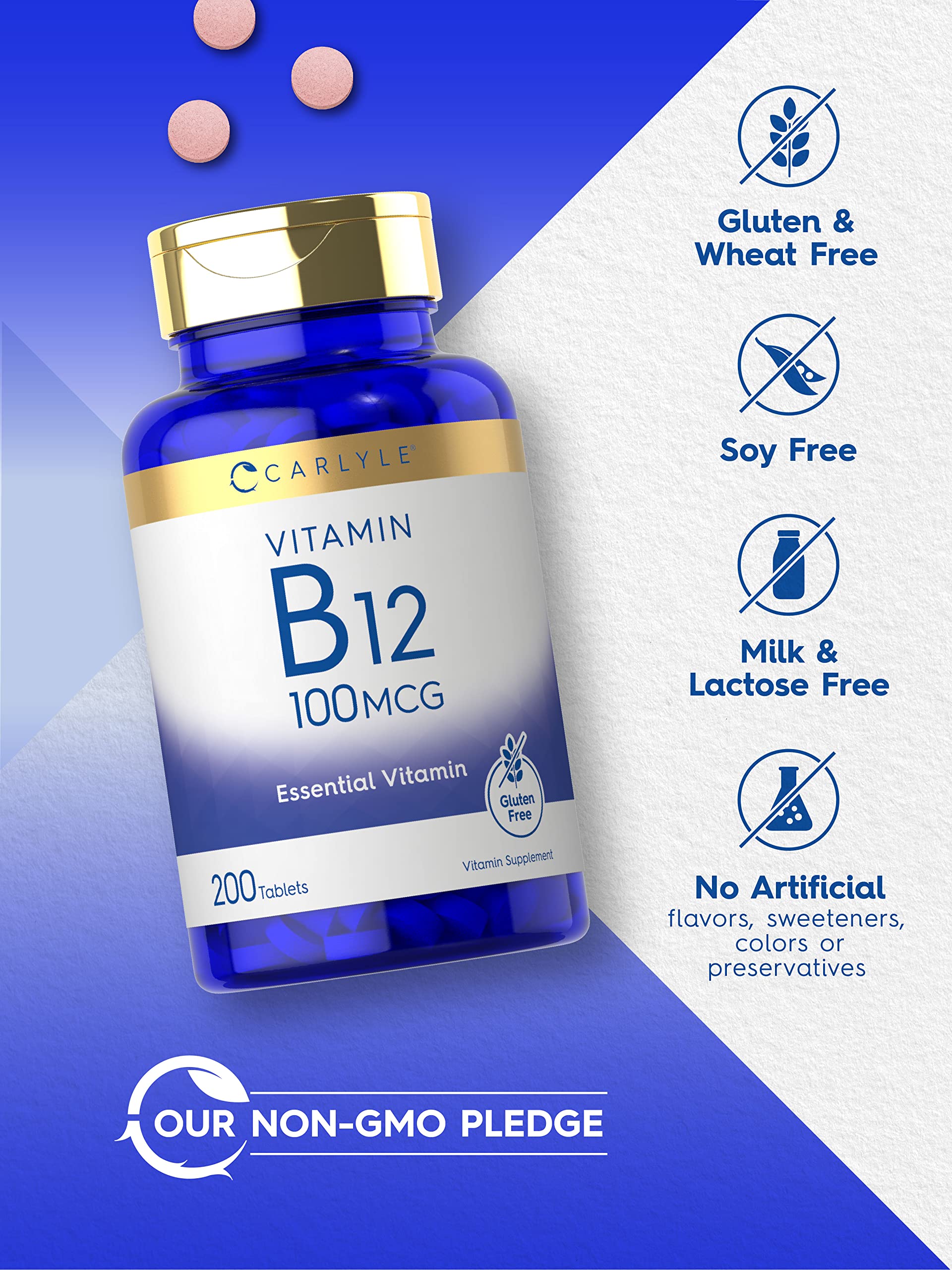 Foto 5 pulgar | Suplemento de Vitamina B12 Carlyle 100 Mcg 200 Tabletas - Venta Internacional