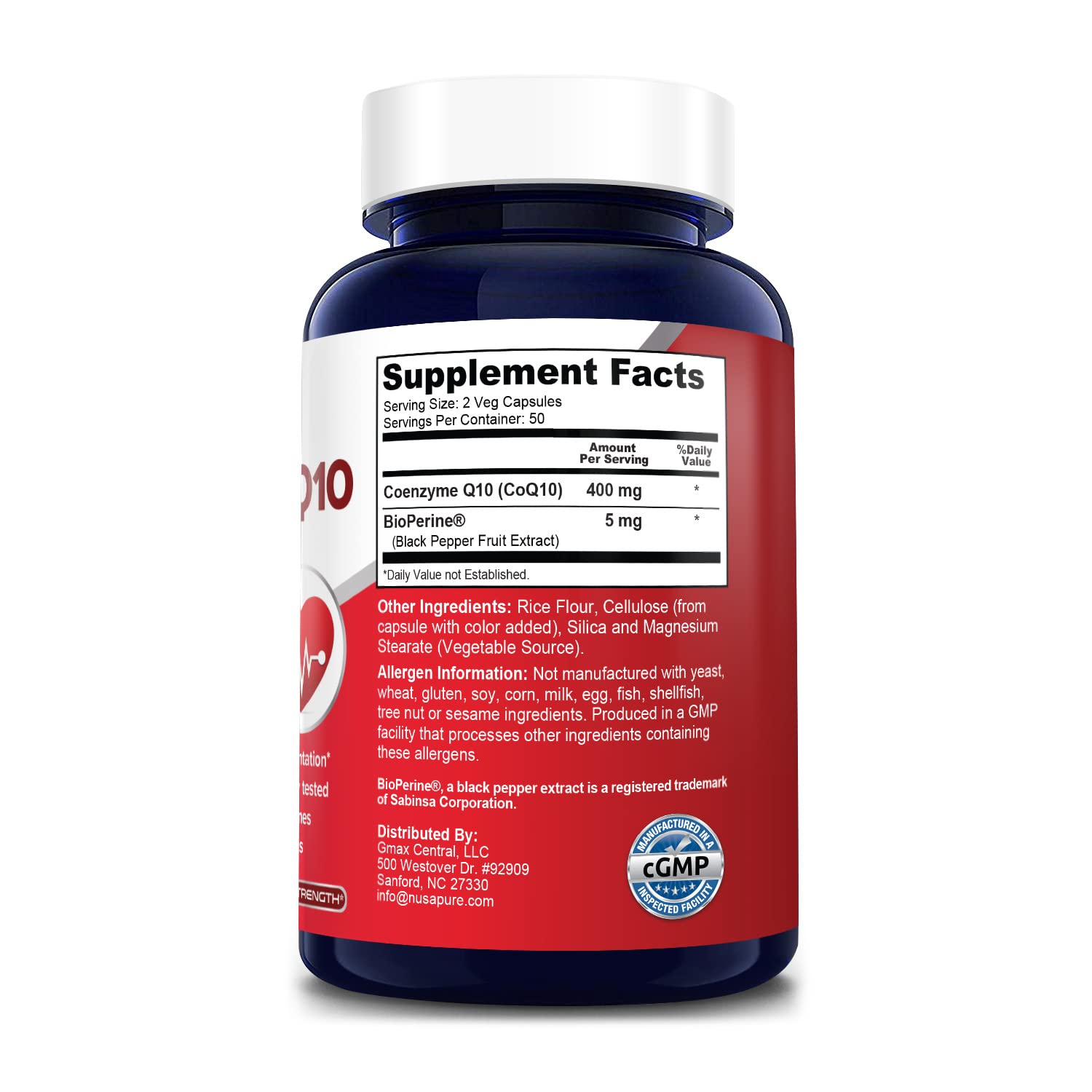 Foto 3 pulgar | Suplemento Nusapure Cápsulas Vegetarianas Coq10 400 mg 100 - Venta Internacional
