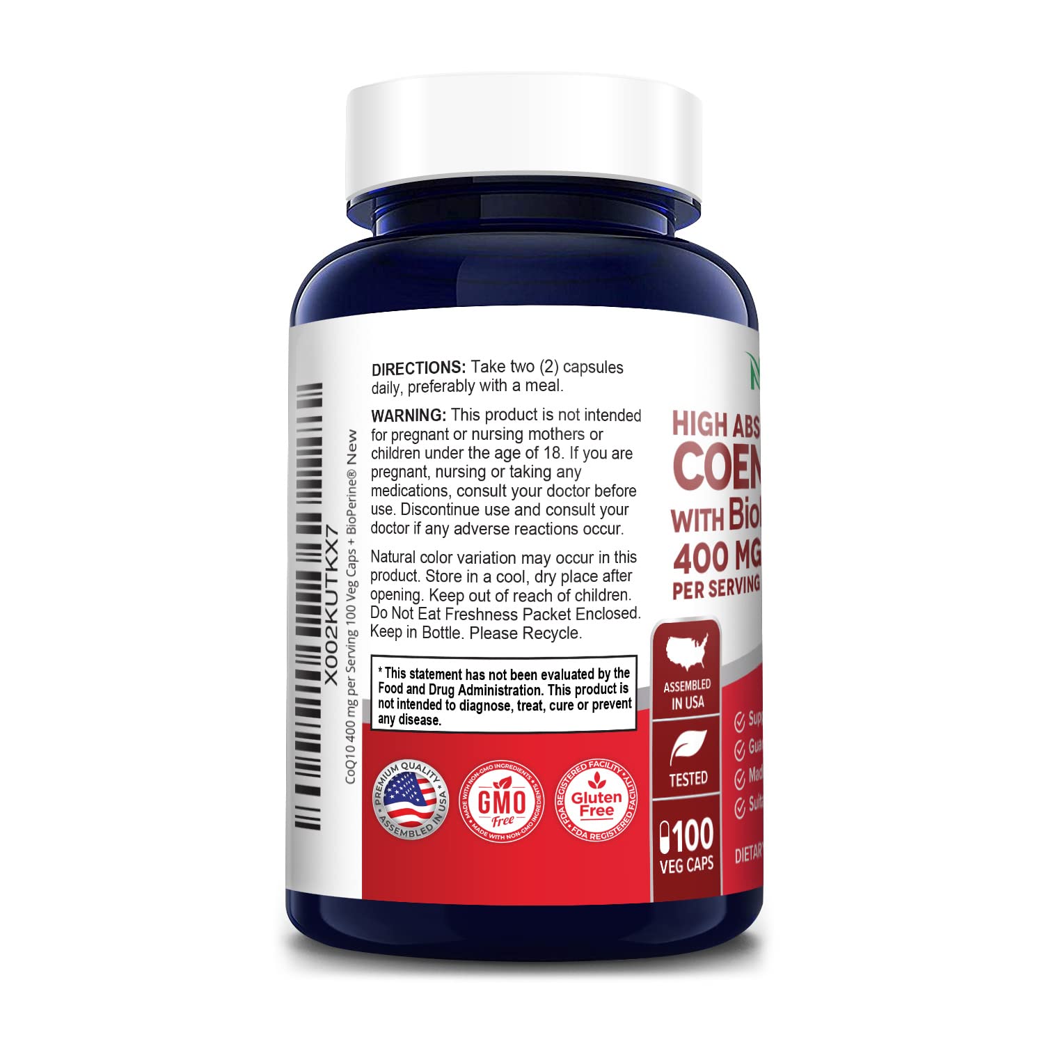 Foto 4 pulgar | Suplemento Nusapure Cápsulas Vegetarianas Coq10 400 mg 100 - Venta Internacional