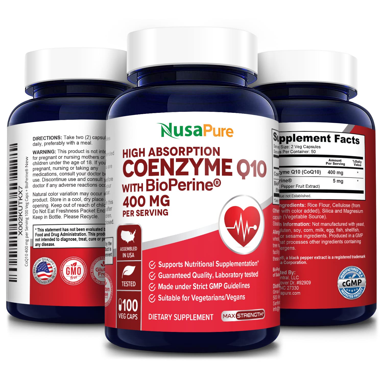 Foto 5 pulgar | Suplemento Nusapure Cápsulas Vegetarianas Coq10 400 mg 100 - Venta Internacional