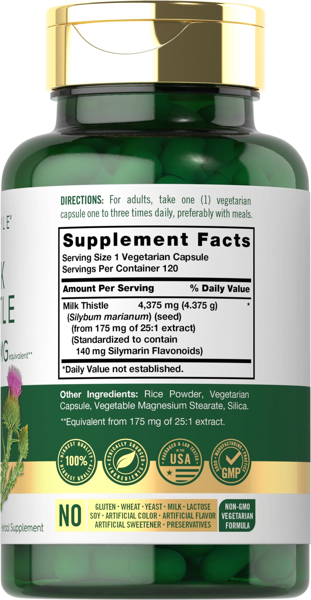 Foto 3 pulgar | Suplemento Carlyle Milk Thistle 4375 Mg 120 Cápsulas - Venta Internacional