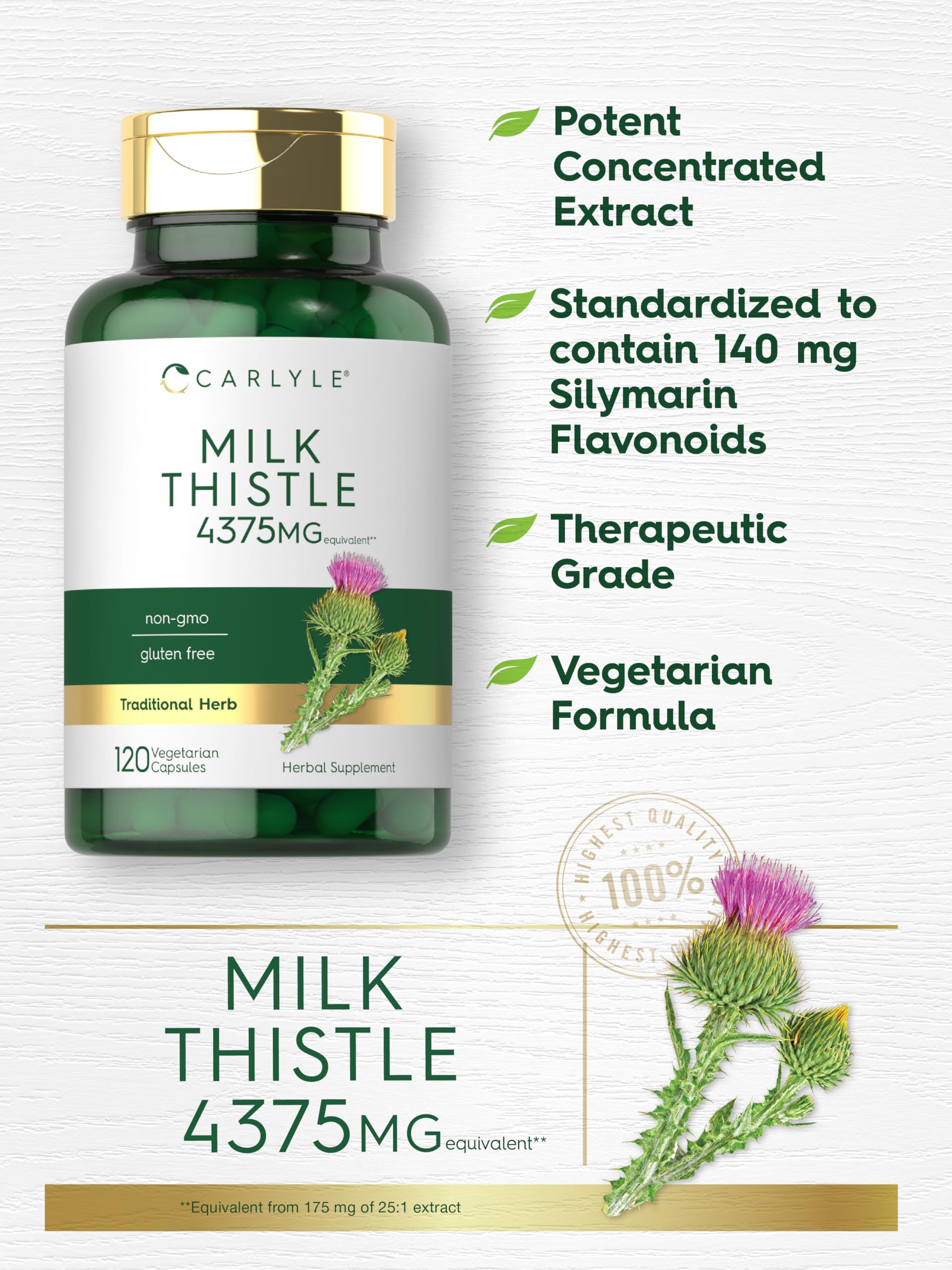 Foto 5 pulgar | Suplemento Carlyle Milk Thistle 4375 Mg 120 Cápsulas - Venta Internacional