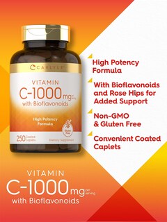 Foto 4 | Suplemento Carlyle de Vitamina C 1000 mg con Bioflavonoides 250 Cápsulas - Venta Internacional