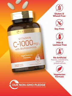 Foto 5 | Suplemento Carlyle de Vitamina C 1000 mg con Bioflavonoides 250 Cápsulas - Venta Internacional