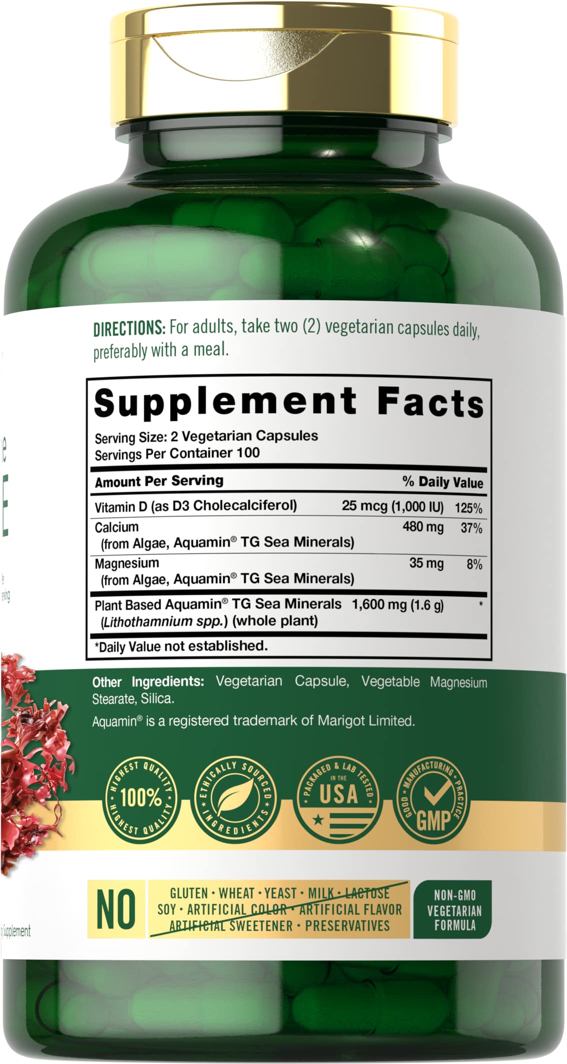 Foto 3 pulgar | Suplemento Carlyle Red Marine Algae 1600 Mg 200 Cápsulas - Venta Internacional