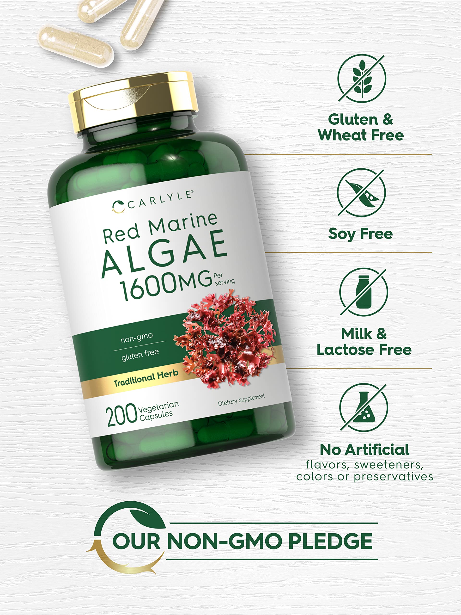 Foto 5 pulgar | Suplemento Carlyle Red Marine Algae 1600 Mg 200 Cápsulas - Venta Internacional