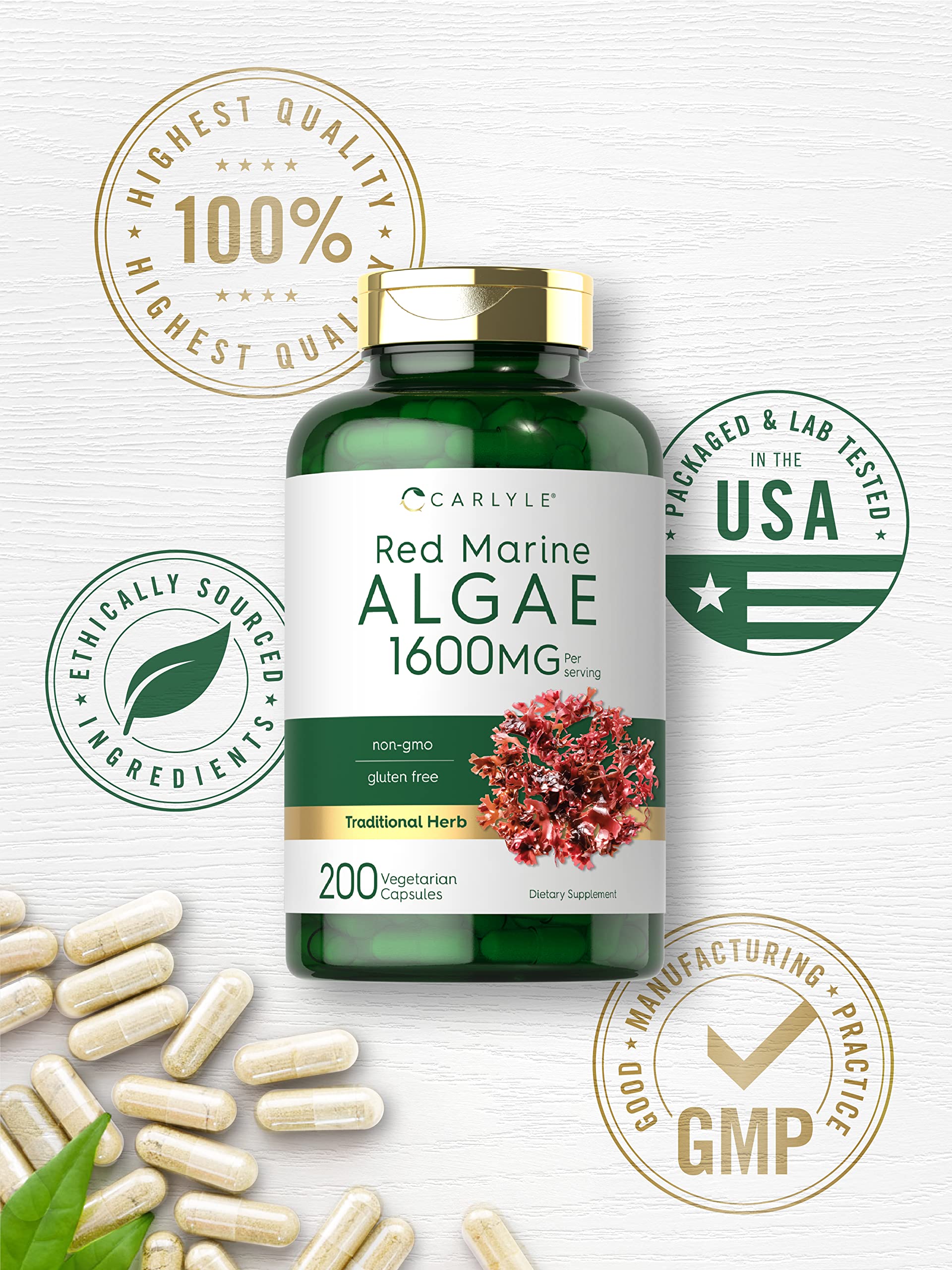 Foto 6 pulgar | Suplemento Carlyle Red Marine Algae 1600 Mg 200 Cápsulas - Venta Internacional