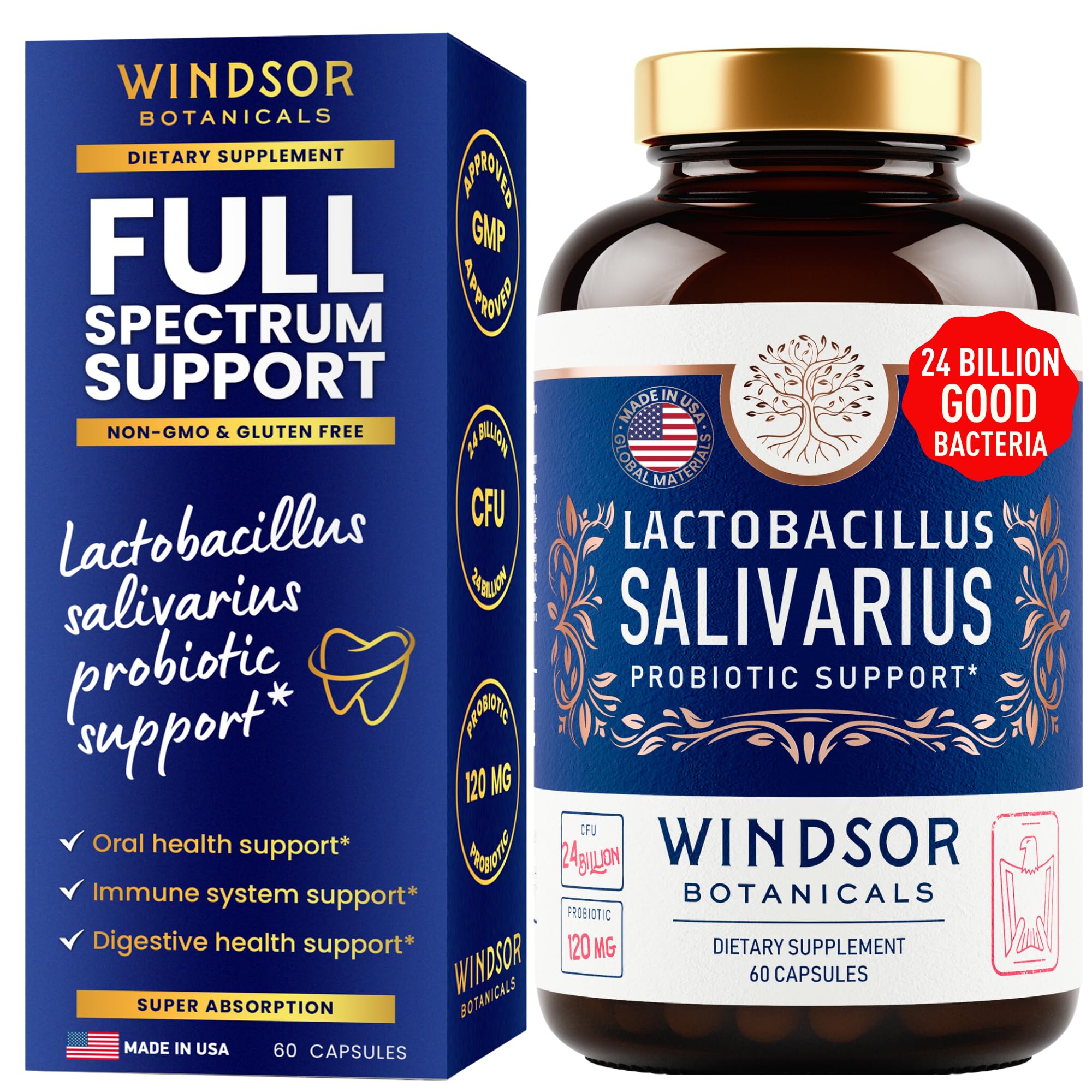 Foto 1 | Cápsulas Probióticas Windsor Botanicals Lactobacillus Salivarius 60 Cápsulas - Venta Internacional