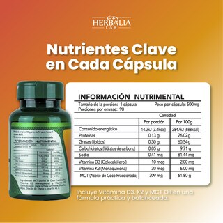 Foto 4 | Herbalia Lab Fórmula Avanzada D3 + K2 Enriquecida con Mct Oil