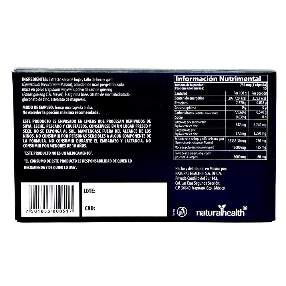 Foto 2 | Suplemento Alimenticio Missile Gingseng Horny Goat Maca 10 Cápsulas Natural Health