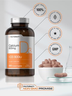 Foto 6 | Suplemento de Calcio Horbäach 600 mg con Vitamina D3 500 Comprimidos - Venta Internacional