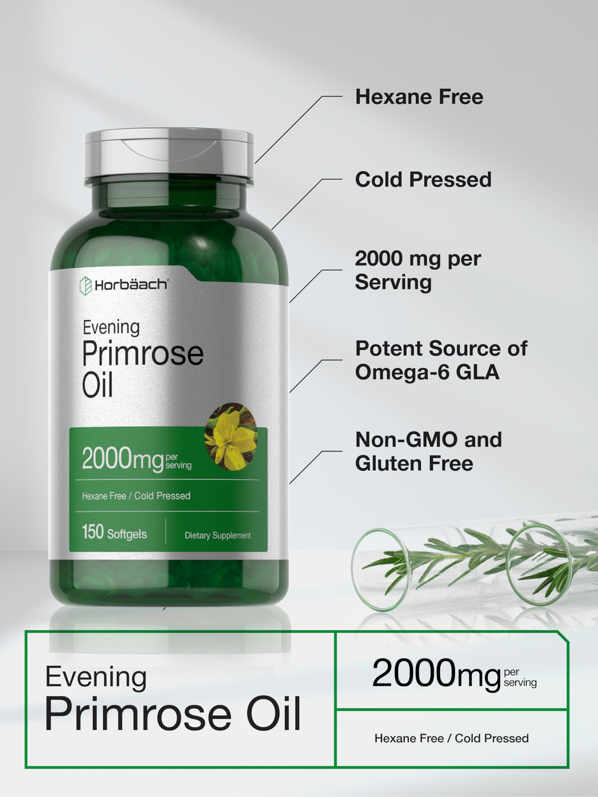 Foto 5 pulgar | Suplemento Horbäach Aceite De Onagra 150 Cápsulas-Venta Internacional