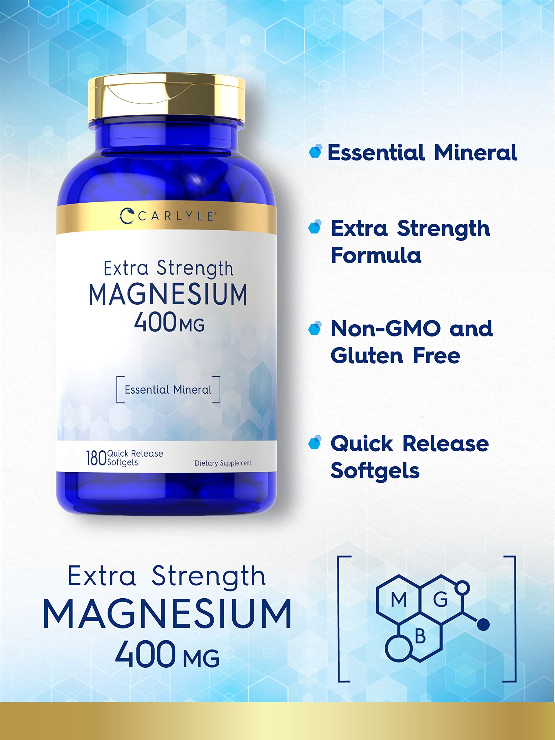 Foto 3 | Suplemento Óxido de Magnesio Carlyle 400 mg 180 Cápsulas Blandas - Venta Internacional