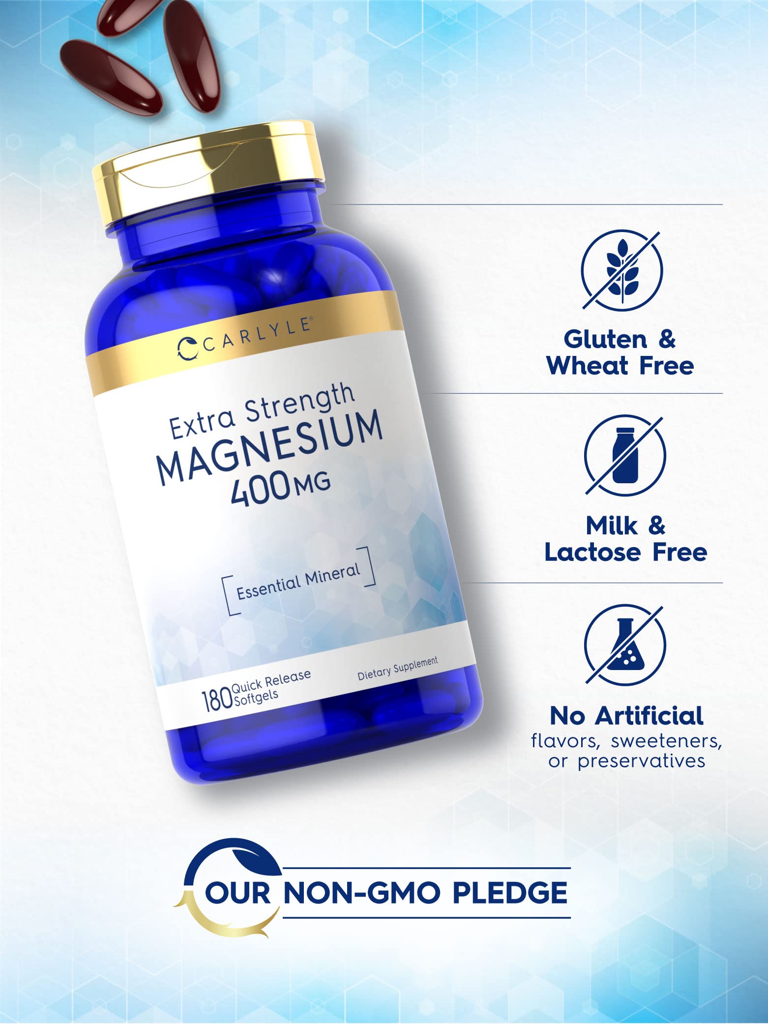 Foto 5 pulgar | Suplemento Óxido de Magnesio Carlyle 400 mg 180 Cápsulas Blandas - Venta Internacional