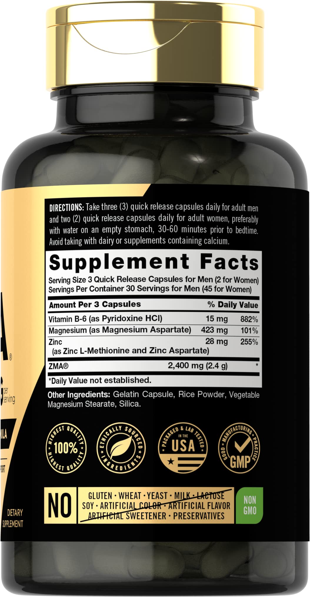 Foto 3 pulgar | Suplemento Carlyle ZMA 2400 mg 90 Cápsulas - Venta Internacional