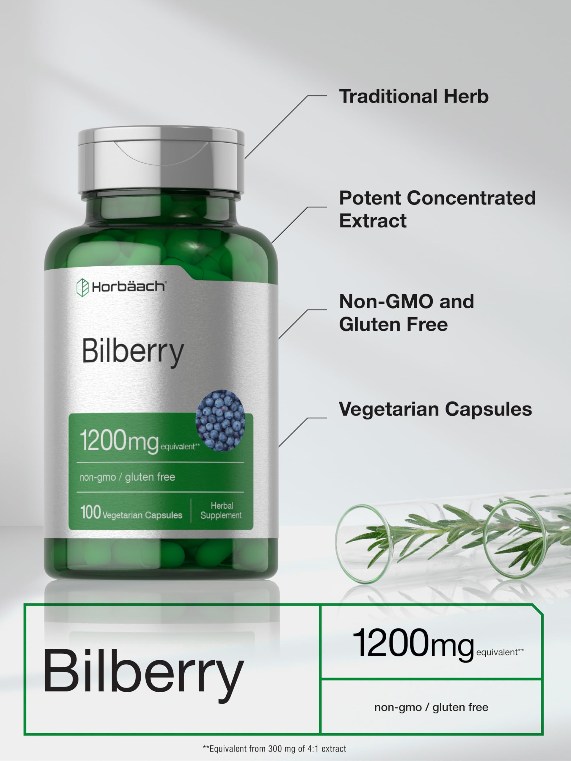 Foto 4 | Suplemento Horbaach Extracto de Arándano 1200 mg 100 Cápsulas - Venta Internacional