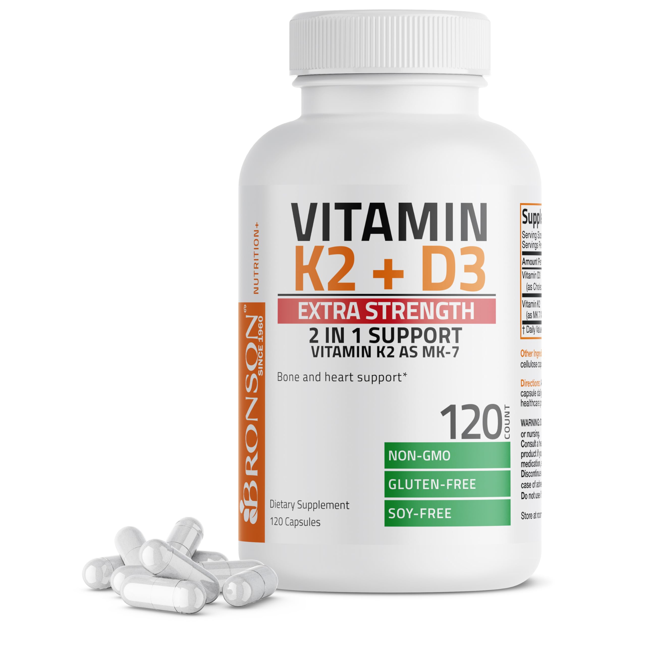 Foto 2 pulgar | Suplemento Bronson Vitamina K2 (mk7) + D3 10 000 Ui 120 Cápsulas - Venta Internacional