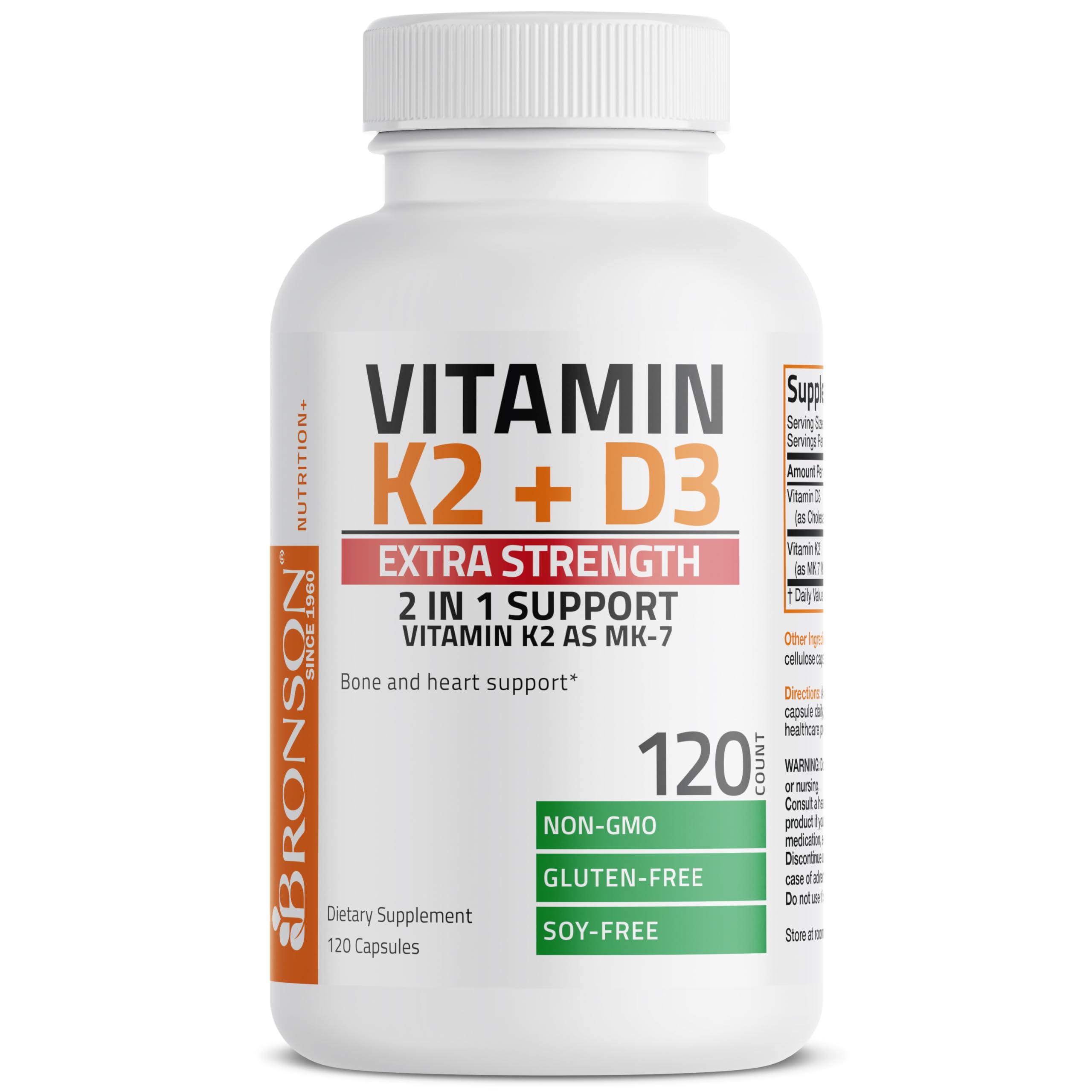 Foto 4 pulgar | Suplemento Bronson Vitamina K2 (mk7) + D3 10 000 Ui 120 Cápsulas - Venta Internacional