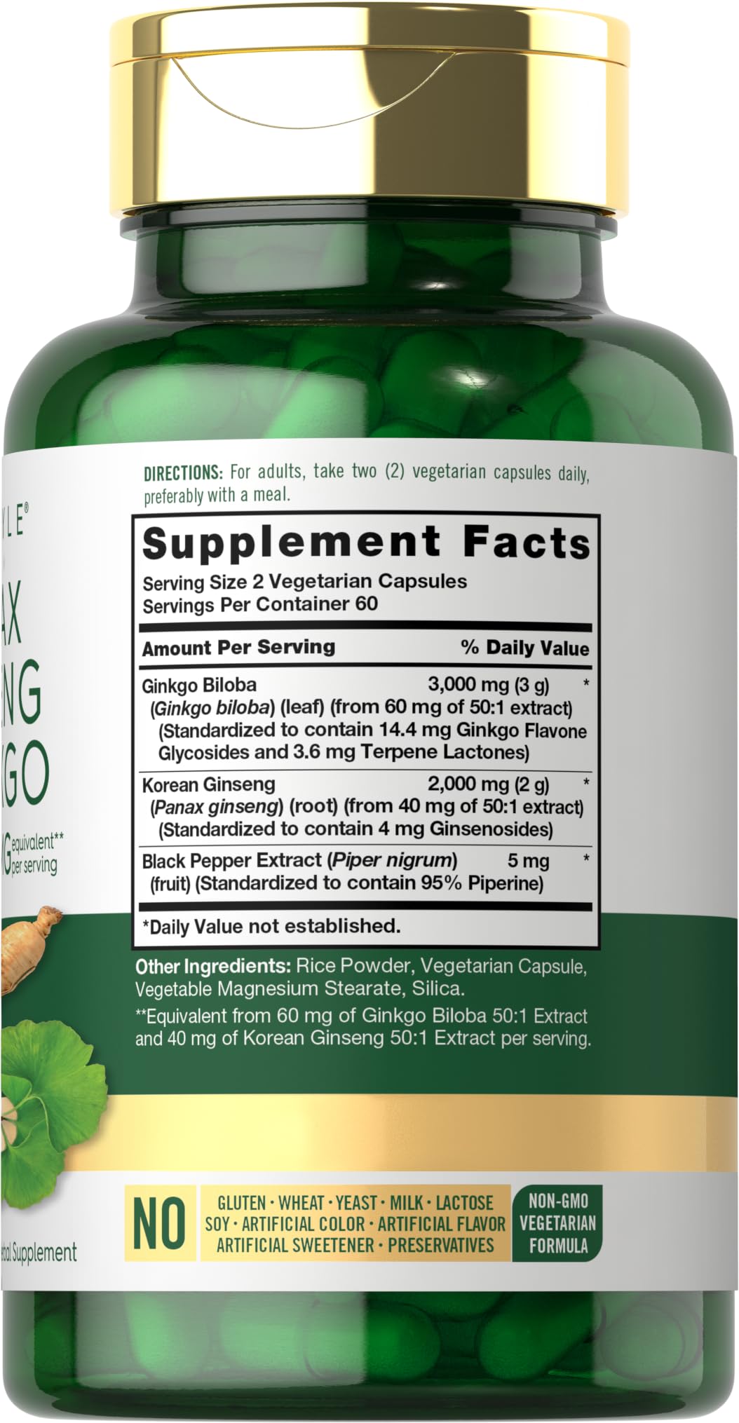 Foto 3 pulgar | Suplemento Carlyle Panax Ginseng + Ginkgo Biloba 5000 Mg - Venta Internacional