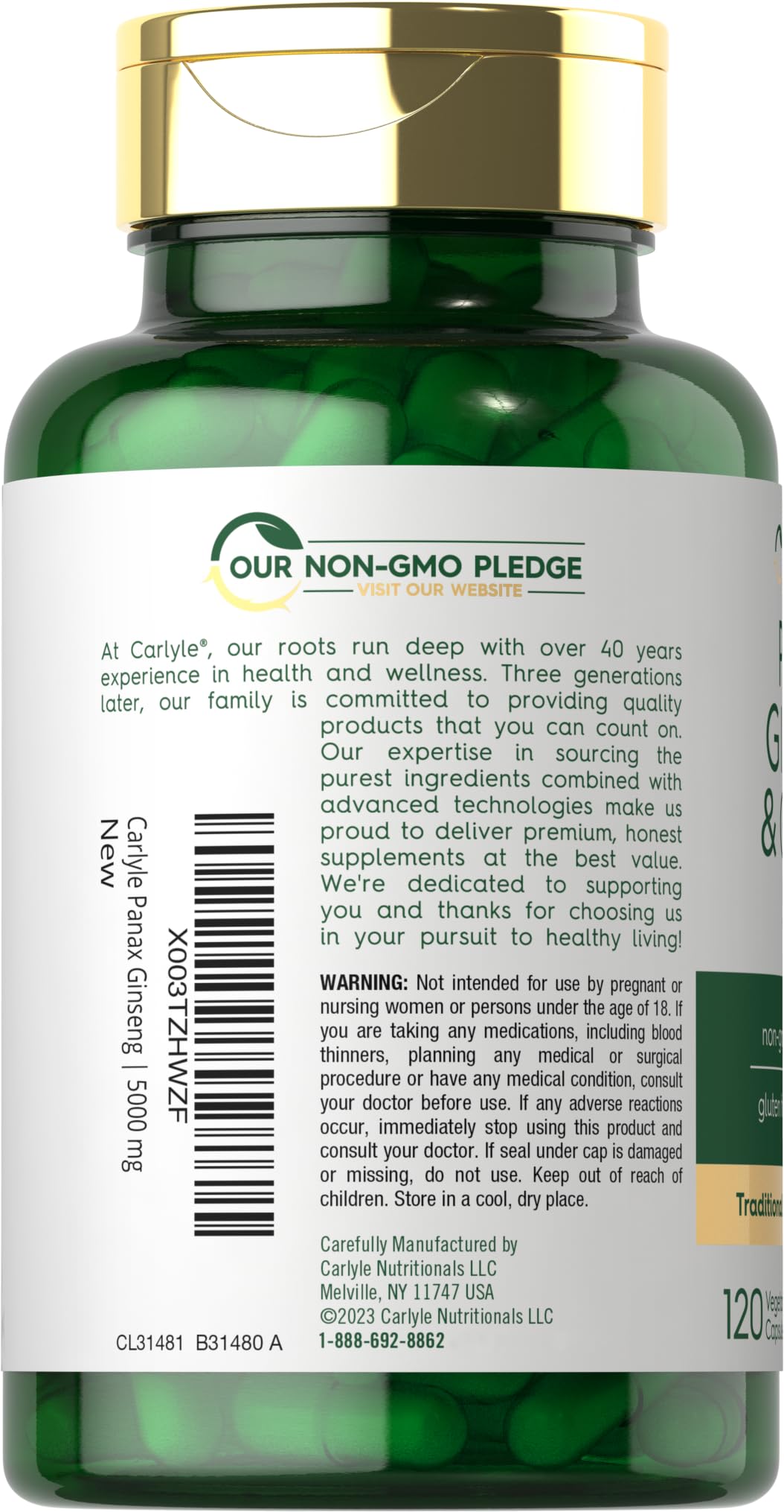 Foto 4 pulgar | Suplemento Carlyle Panax Ginseng + Ginkgo Biloba 5000 Mg - Venta Internacional