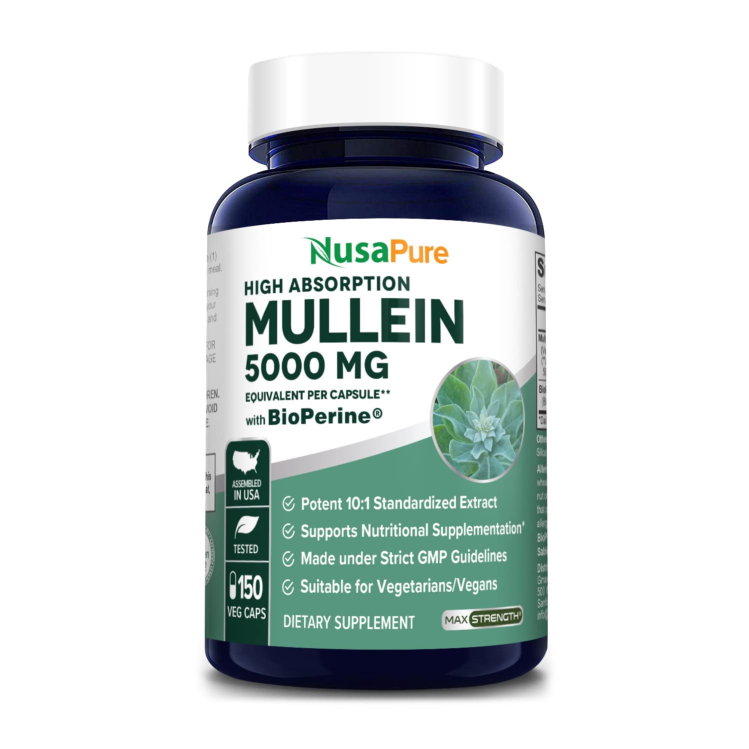 Foto 2 pulgar | Suplemento Nusapure Cápsulas de Hoja de Gordolobo 5000 mg 150 Unidades - Venta Internacional
