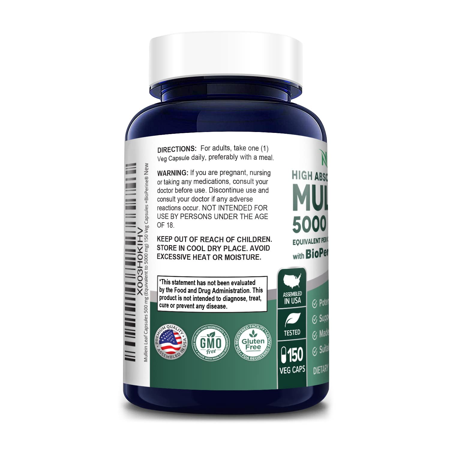 Foto 4 pulgar | Suplemento Nusapure Cápsulas de Hoja de Gordolobo 5000 mg 150 Unidades - Venta Internacional