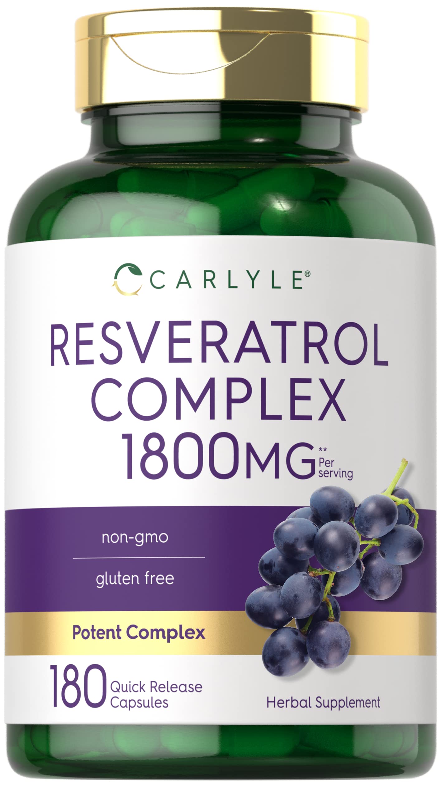 Suplemento Carlyle Resveratrol 1800 mg 180 Cápsulas - Venta Internacional
