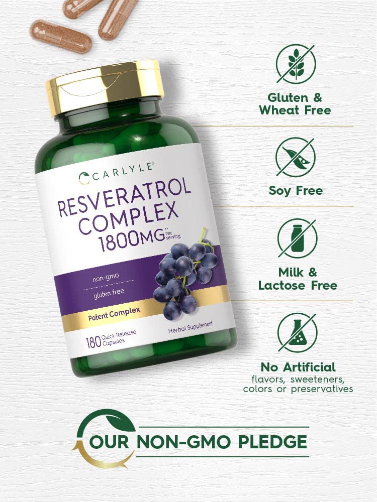 Foto 4 | Suplemento Carlyle Resveratrol 1800 mg 180 Cápsulas - Venta Internacional