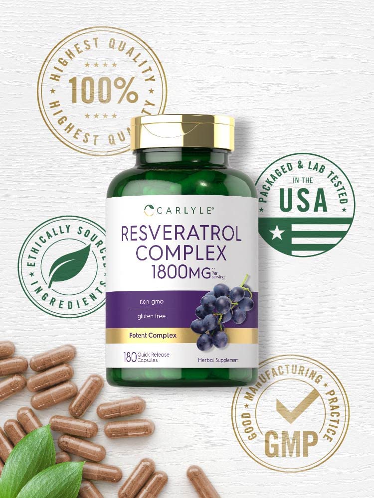 Foto 6 pulgar | Suplemento Carlyle Resveratrol 1800 mg 180 Cápsulas - Venta Internacional