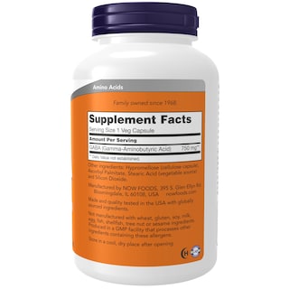 Foto 2 | Suplemento Now Gaba Ácido Gamma-Aminobutírico 750 mg 200 Cápsulas - Venta Internacional