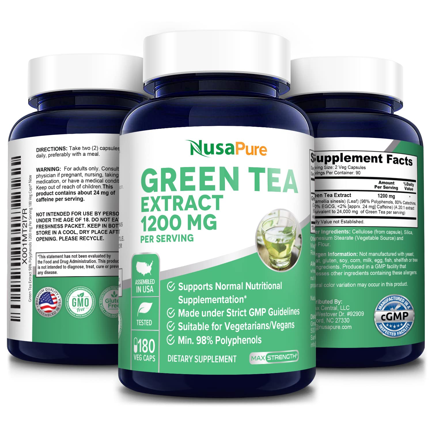 Foto 4 | Suplemento de Extracto de Té Verde Nusapure 24000 Mg 180 Cápsulas - Venta Internacional