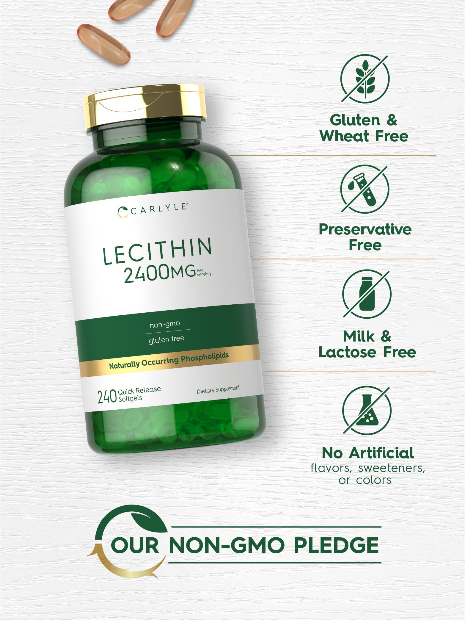 Foto 5 pulgar | Suplemento de Lecitina Carlyle 2400 mg 240 Cápsulas de Gelatina Blanda - Venta Internacional