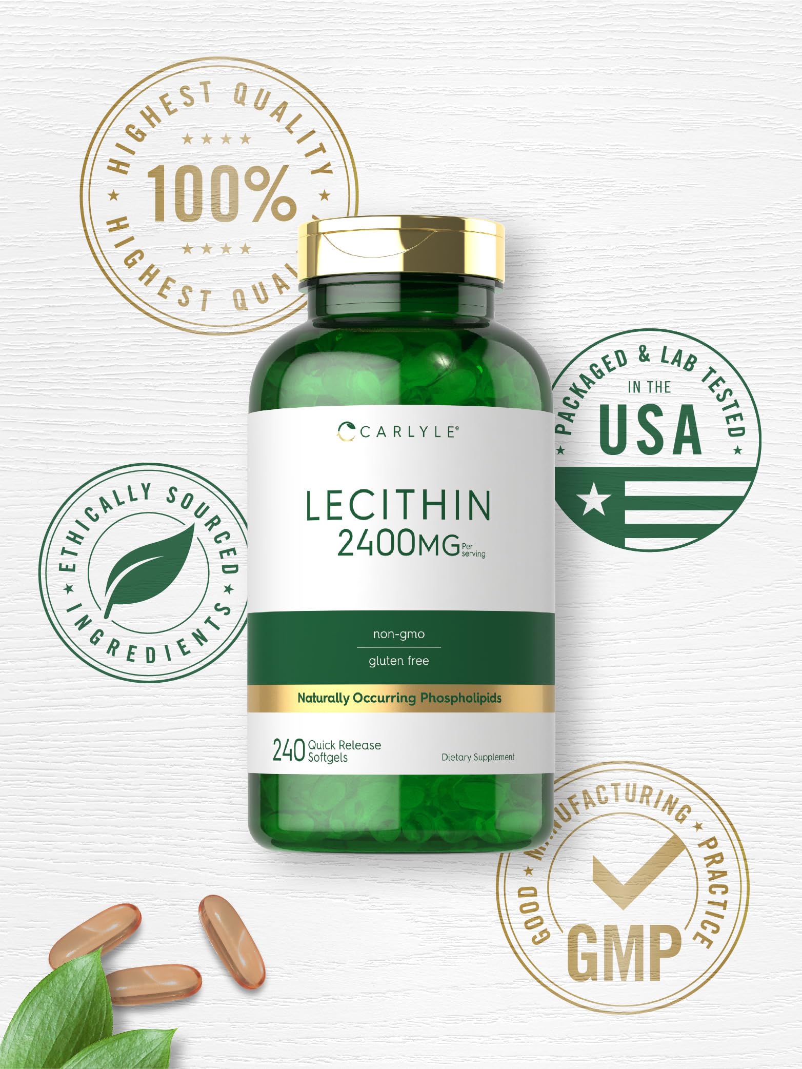 Foto 5 | Suplemento de Lecitina Carlyle 2400 mg 240 Cápsulas de Gelatina Blanda - Venta Internacional