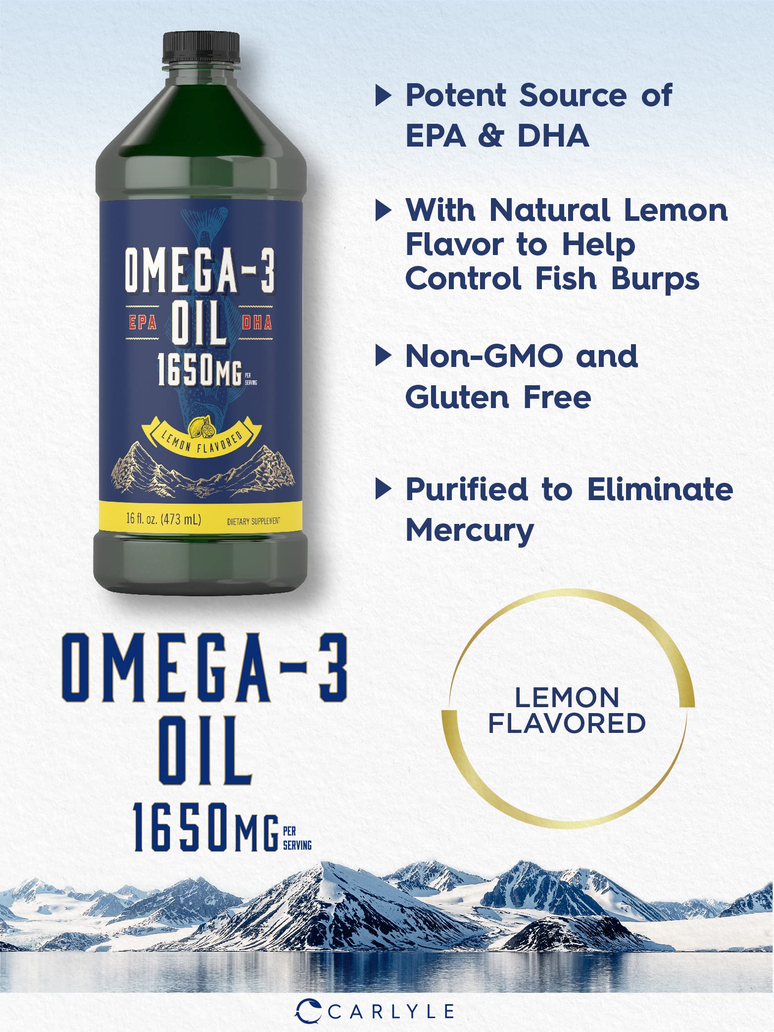 Foto 4 pulgar | Suplemento de Aceite de Pescado Carlyle Omega 3, 1650 Mg 946 ml Sabor A Limón - Venta Internacional