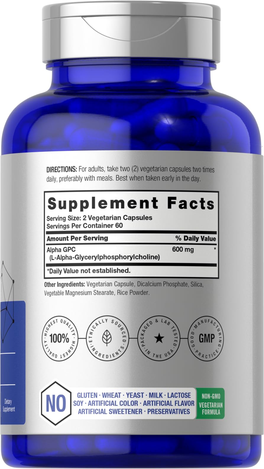 Foto 3 pulgar | Suplemento Horbäach Alpha Gpc 600 Mg 120 Cápsulas- Venta Internacional