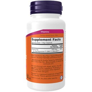 Foto 2 | Suplemento Now Mk-7 De Vitamina K-2 100 Mcg 120 Cápsulas Vegetarianas - Venta Internacional