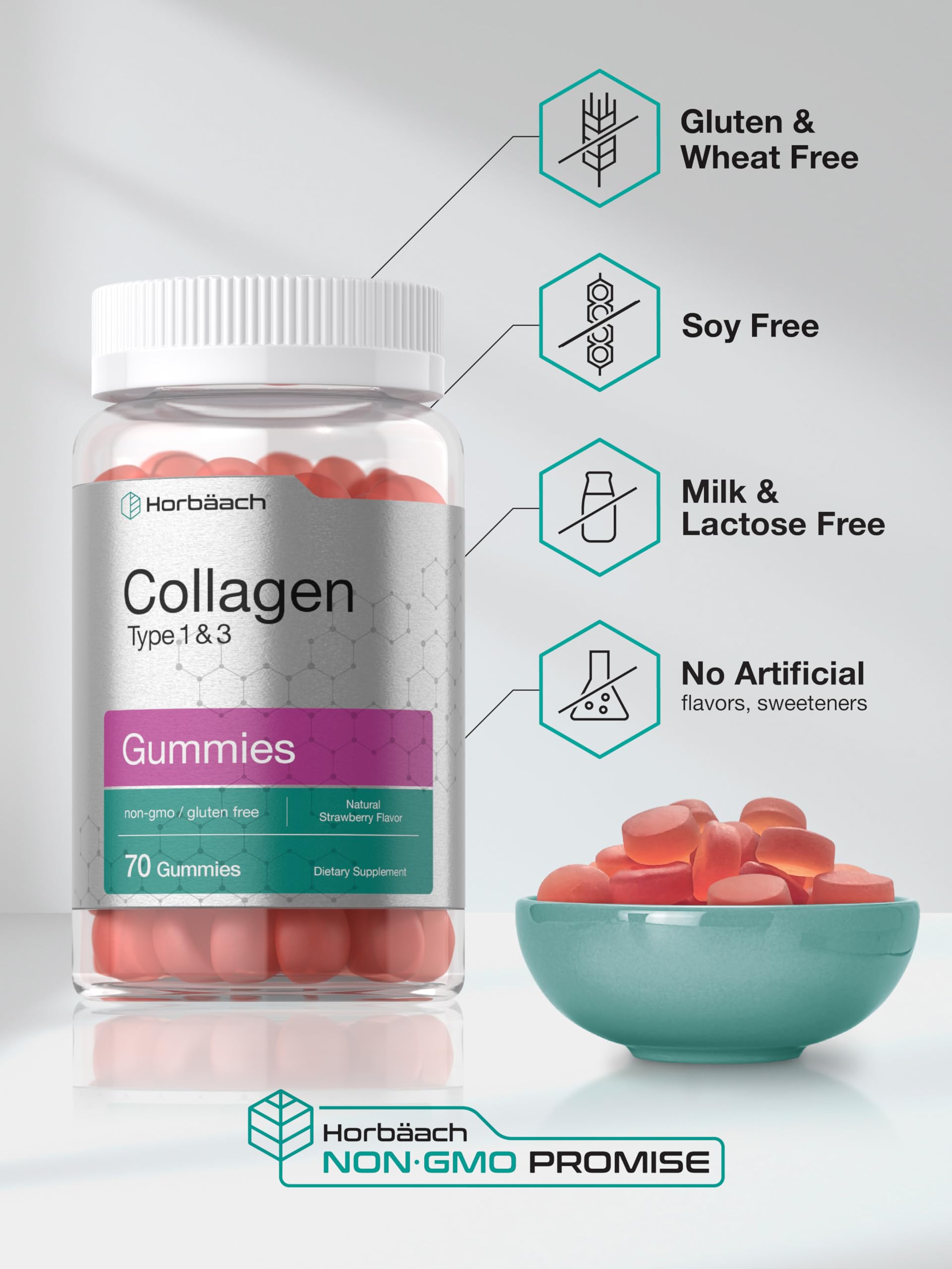 Foto 5 pulgar | Suplemento Horbaach Colageno Gummies Sabor a Fresa - Venta Internacional