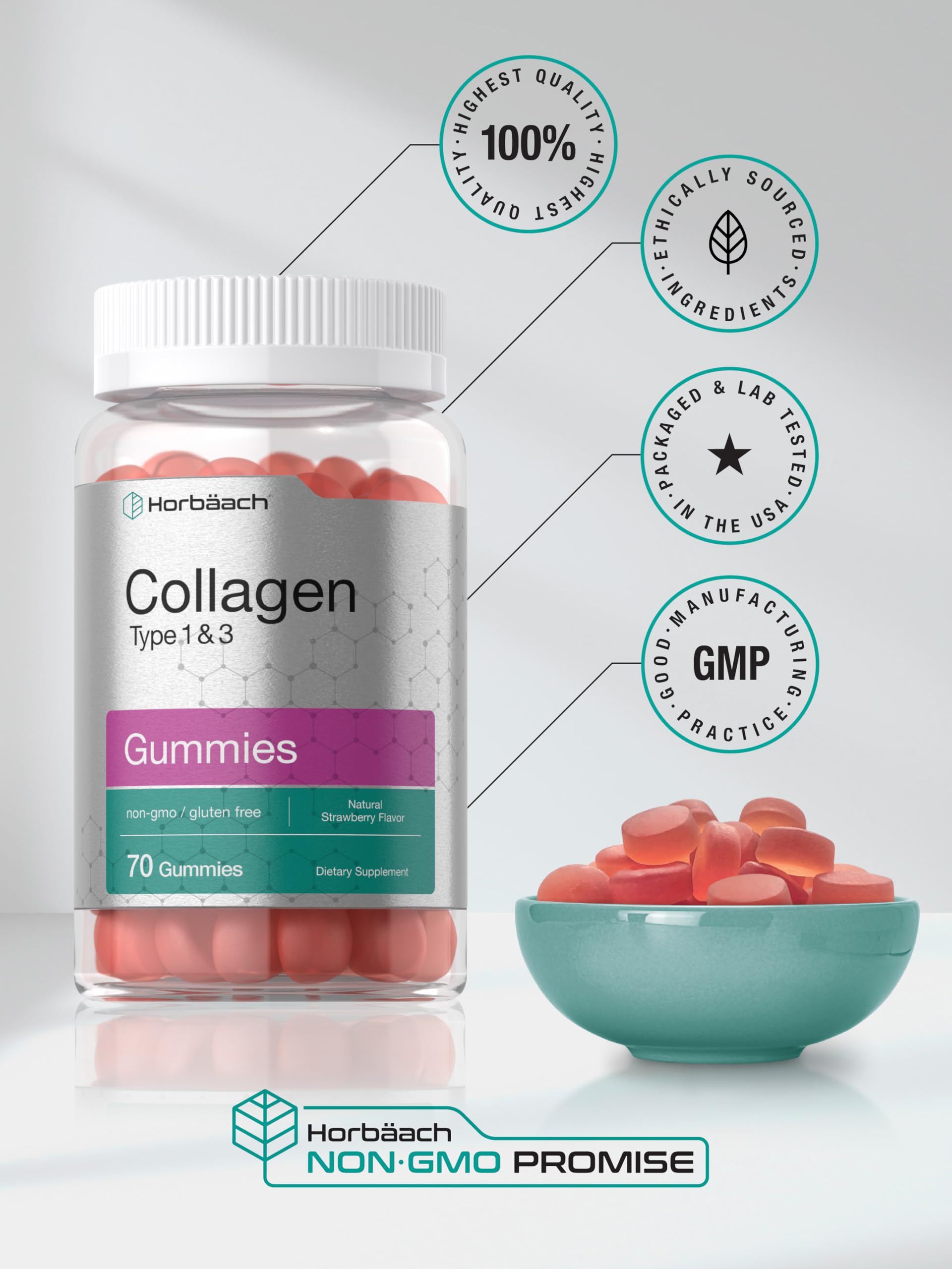 Foto 6 pulgar | Suplemento Horbaach Colageno Gummies Sabor a Fresa - Venta Internacional
