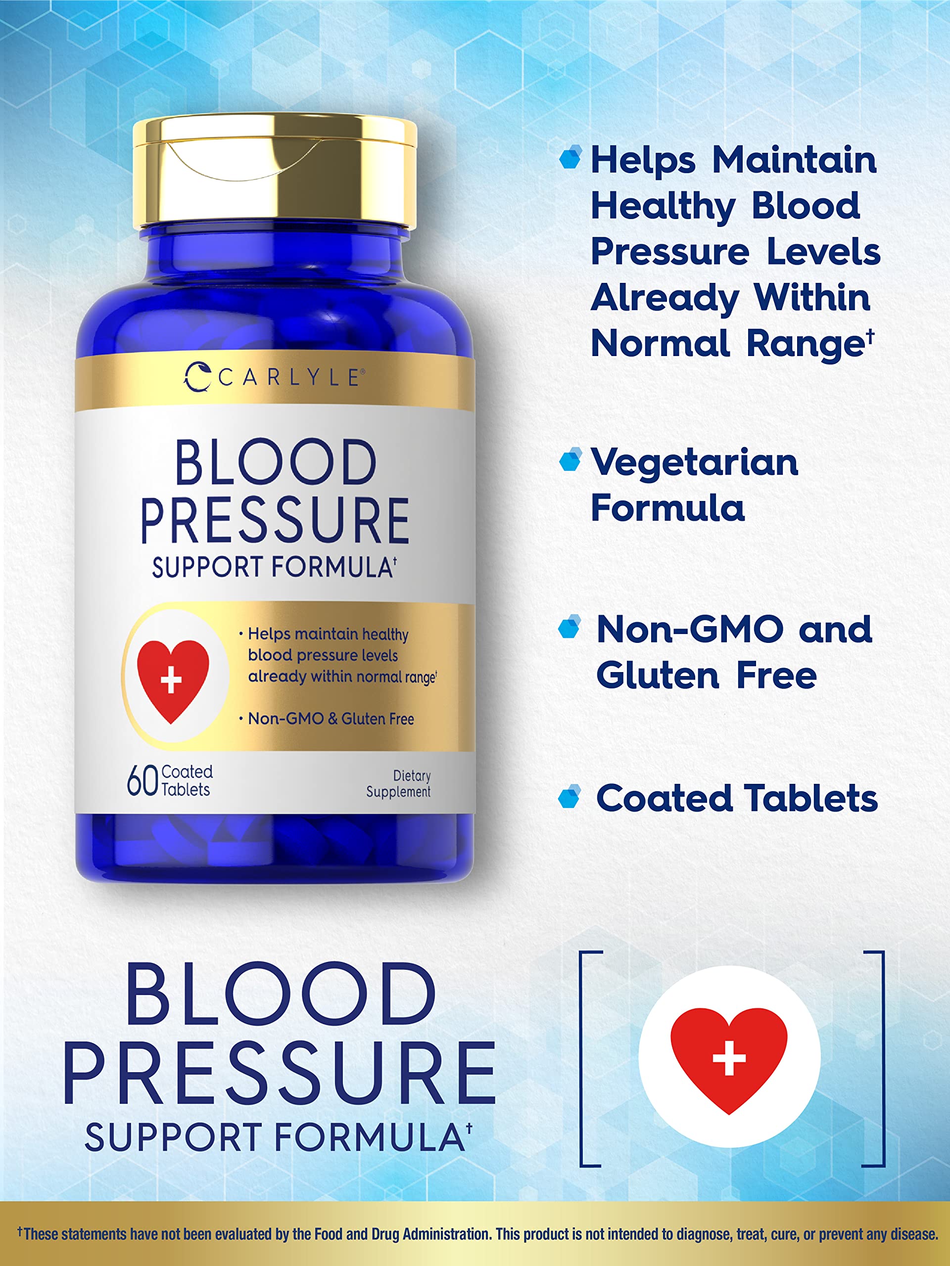 Foto 4 pulgar | Suplementos Carlyle Blood Pressure Support 60 Comprimidos - Venta Internacional