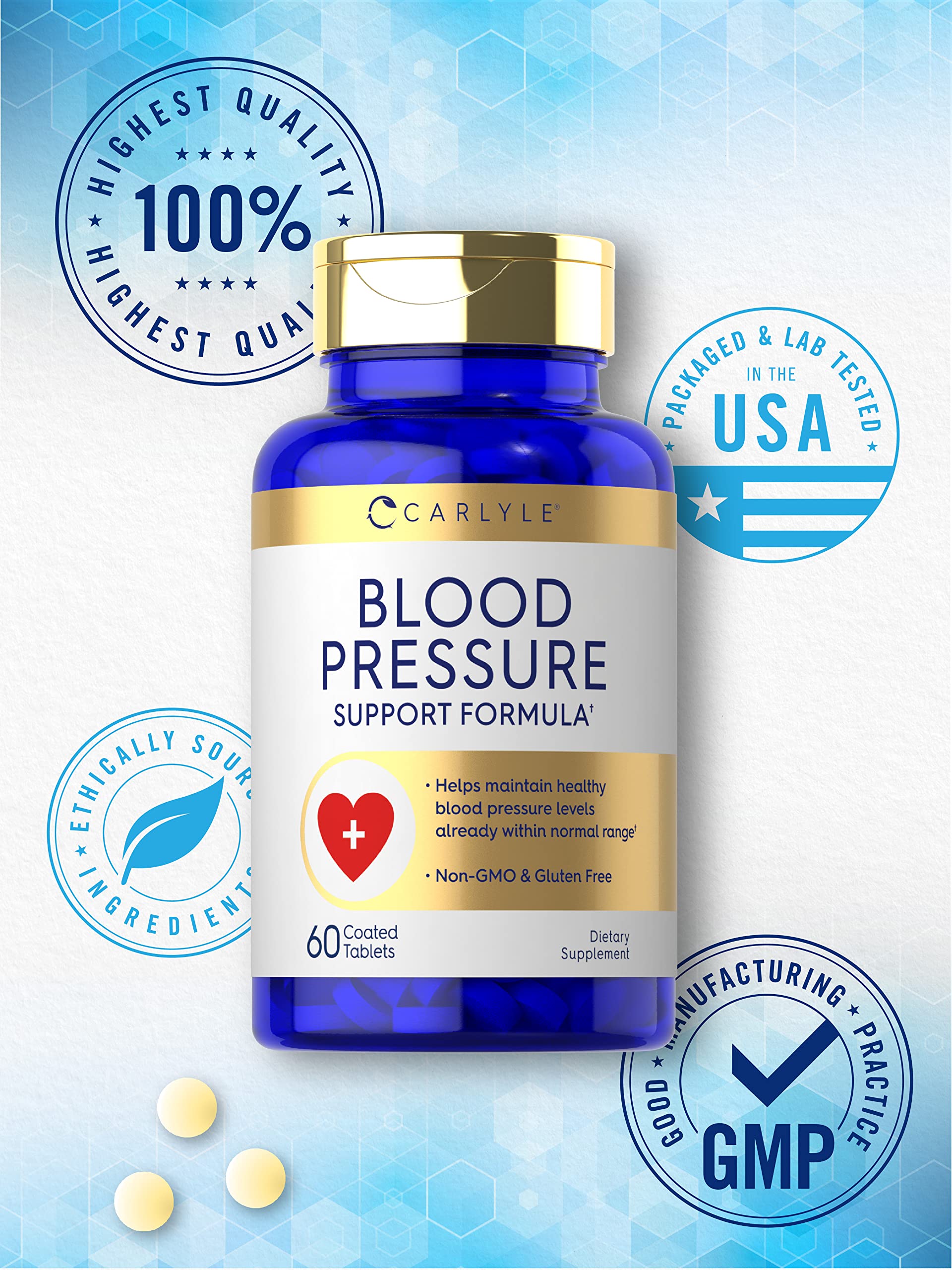 Foto 6 pulgar | Suplementos Carlyle Blood Pressure Support 60 Comprimidos - Venta Internacional