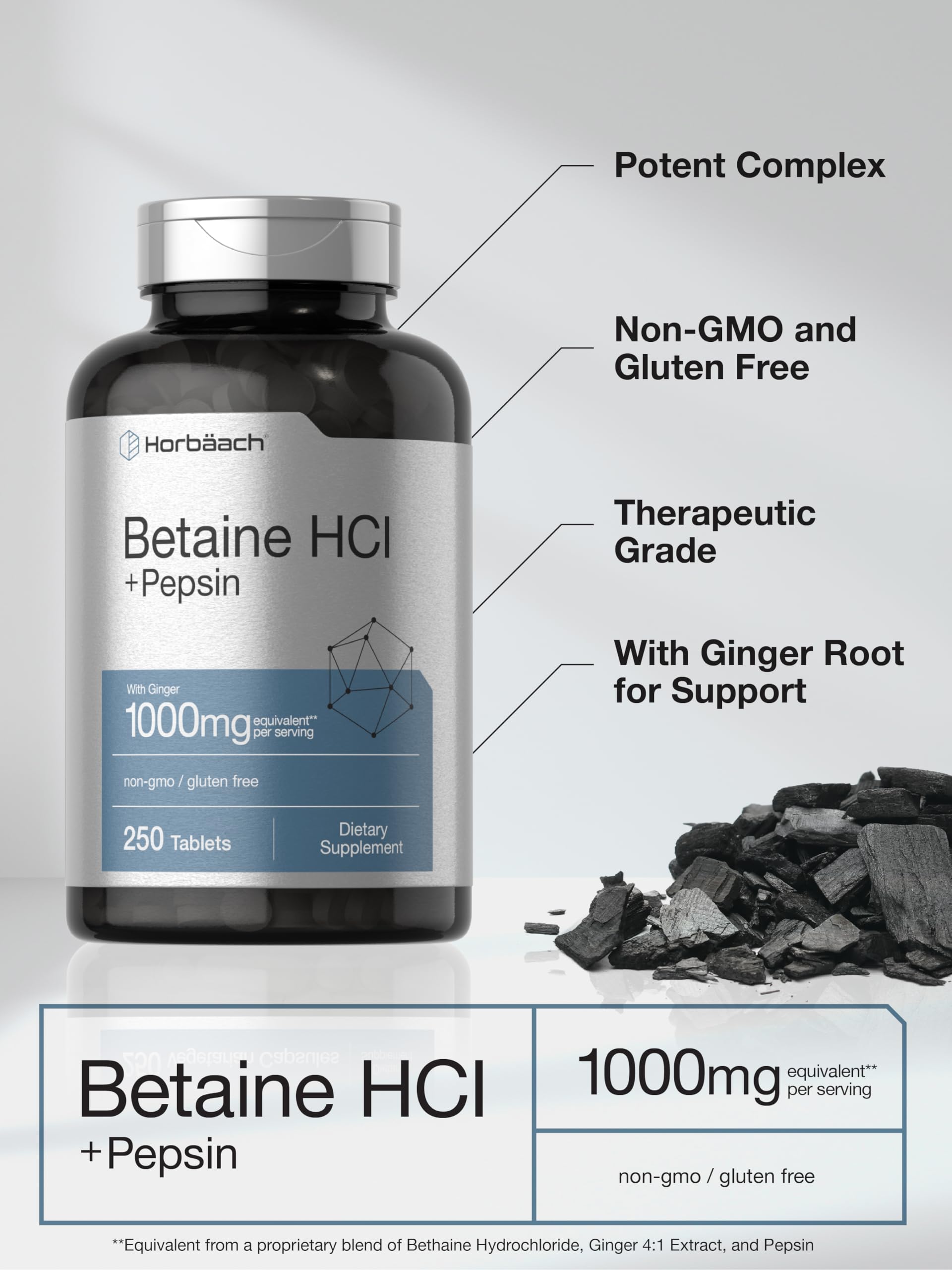 Foto 4 | Suplemento Horbäach Betaine Hcl con Pepsina 1000 Mg 250 Tabletas - Venta Internacional
