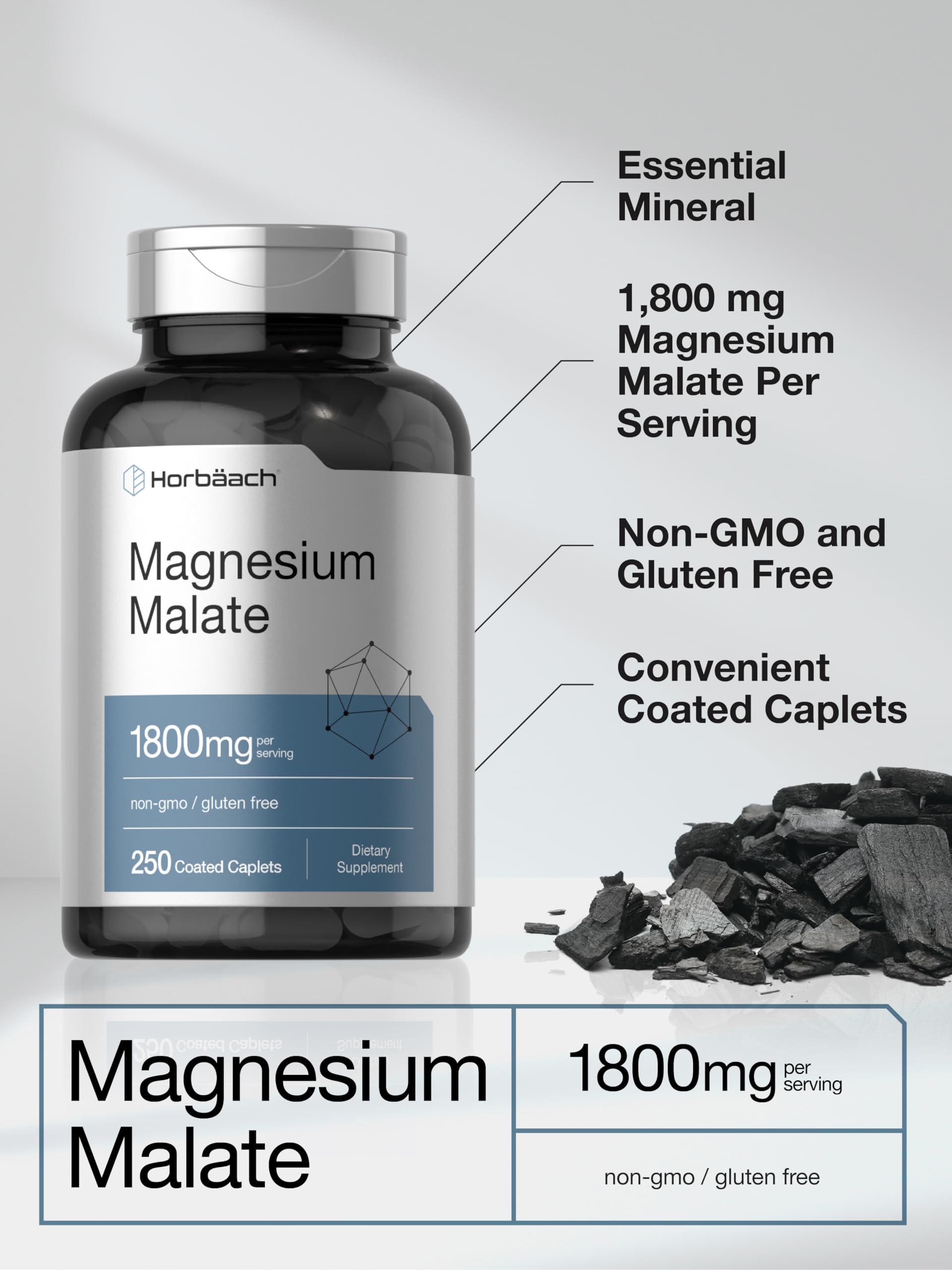 Foto 5 pulgar | Suplemento Horbäach Malato de Magnesio 1800 mg 250 Cápsulas - Venta Internacional
