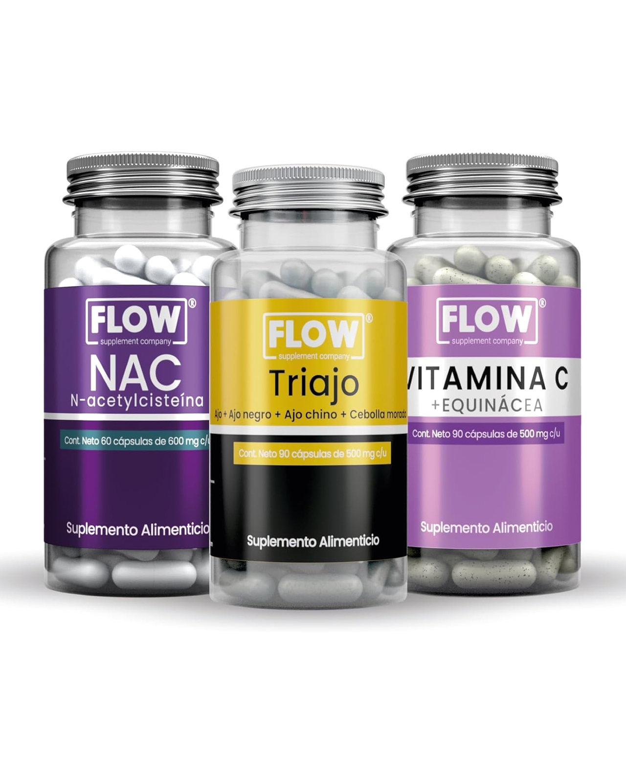 Foto 2 pulgar | Minerales Y Suplementos 3 Pack Flow Supplements - 270 Cápsulas Mix Immune Nac Triajo Y Vit C